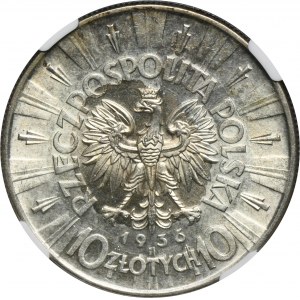 Piłsudski, 10 złotych 1936 - NGC MS60