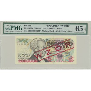 2 miliony złotych 1993 - WZÓR - A 0000000 - No.0203 - PMG 65 EPQ