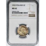 Hlava ženy, 2 zlaté 1933 - NGC MS62 - pěkná patina