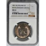 November Uprising, 5 zloty Warsaw 1831 KG - NGC MS61