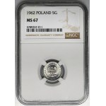 5 Pfennige 1962 - NGC MS67