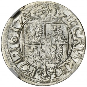 Sigismund III Vasa, 3 Kruciera Kraków 1617 - NGC MS62