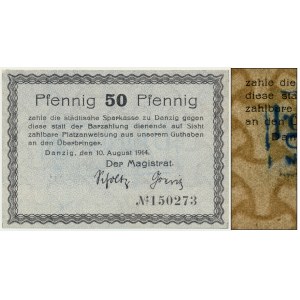 Danzig, 50 Pfennige 1914 - watermark spades - PMG 64 - SCARCE