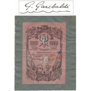 Poklad oslobodeného Poľska, 10 zlotých (1853) - ručne písaný odkaz od Giuseppe Garibaldiho - KRÁSNE a ZAUJÍMAVÉ