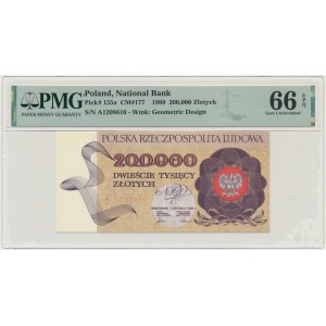 200.000 złotych 1989 - A - PMG 66 EPQ - pierwsza seria