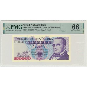 100.000 PLN 1993 - A - PMG 66 EPQ - erste Serie