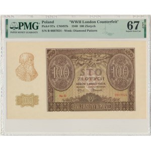 100 zlotých 1940 - B - padělek ZWZ - PMG 67 EPQ