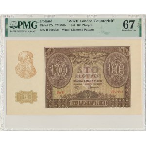 100 Zloty 1940 - B - Fälschung ZWZ - PMG 67 EPQ