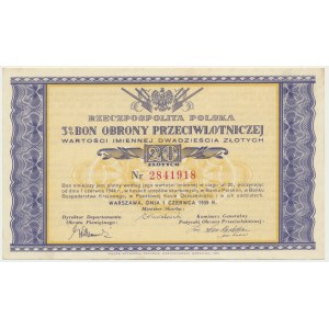 3% Air Defense Voucher 20 zloty 1939