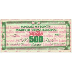Solidarity, 500 zloty 1989 brick for the Civic Committee Election Fund
