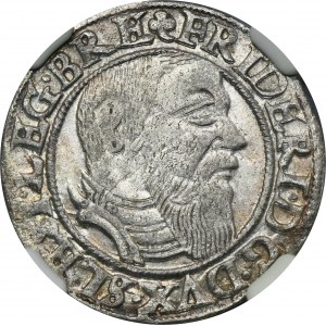 Schlesien, Herzogtum Legnicko-Brzesko-Wołowski, Friedrich II., Pfennig von Legnica 1545 - NGC AU58
