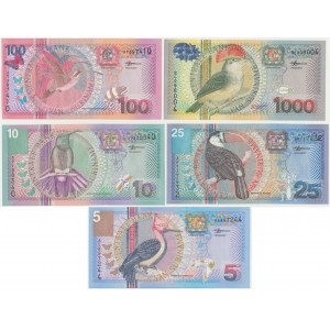 Surinam, sada 5-1 000 guldenů 2000 (5 kusů).