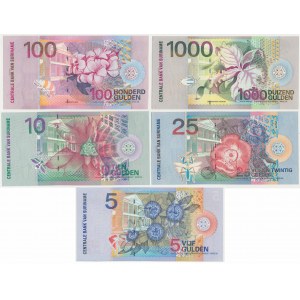 Surinam, Satz von 5-1.000 Gulden 2000 (5 Stück).