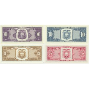 Ecuador, lot 10-100 Sucres 1988-90 (4 pcs.)