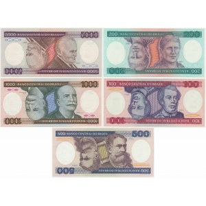 Brazil, lot 100-5.000 Cruzeiros (1981-86) (5 pcs.)