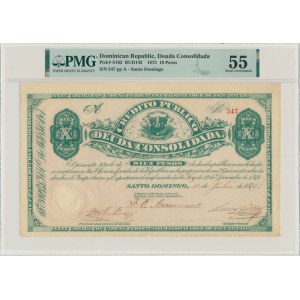 Dominikana, 10 Pesos 1875 - PMG 55