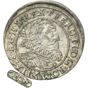 Schlesien, Habsburgische Herrschaft, Ferdinand II, 3 Krajcary Wrocław 1627 HR - RARE, Datum unter Büste