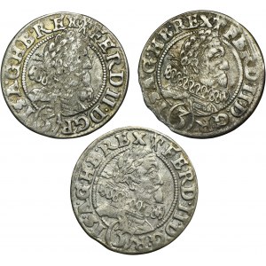 Súprava, Sliezsko, vláda Habsburgovcov, Ferdinand II, 3 vroclavské krajcary (3 kusy).