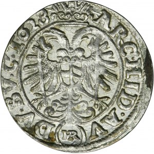 Śląsk, Panowanie habsburskie, Ferdynand II, 3 Krajcary Wrocław 1628 HR