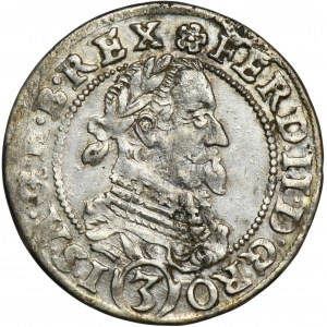 Slezsko, vláda Habsburků, Ferdinand II, 3 Krajcary Wroclaw 1630 PH - ROTH