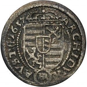 Silesia, Habsburg rule, Ferdinand III, 3 Kreuzer Glatz 1637 HR