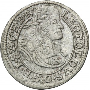 Silesia, Habsburg rule, Leopold I, 1 Kreuzer Breslau 1671 SHS