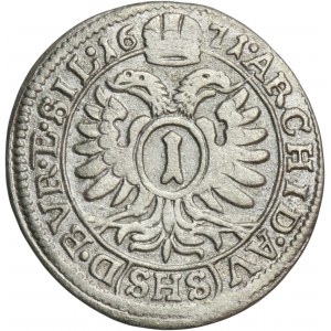 Slezsko, Habsburkové, Leopold I., 1 Krajcar Wroclaw 1671 SHS