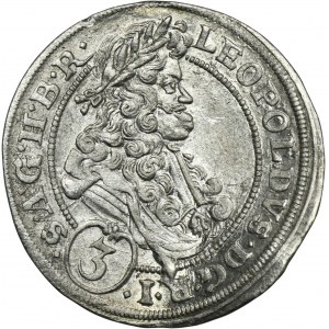 Sliezsko, habsburská vláda, Leopold I., 3 Krajcary Wrocław 1697 MMW