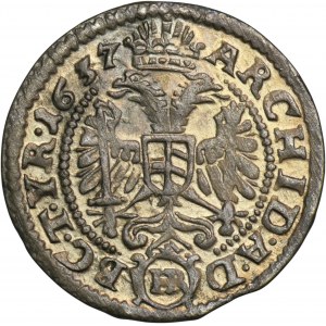 Silesia, Habsburg rule, Ferdinand III, 3 Kreuzer Glatz 1637 HR