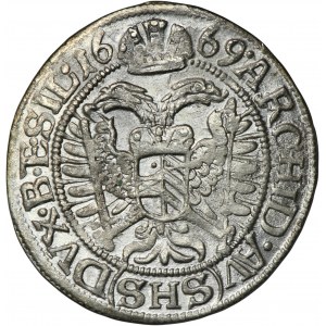 Slezsko, Habsburkové, Leopold I., 3 Krajcary Wrocław 1669 SHS