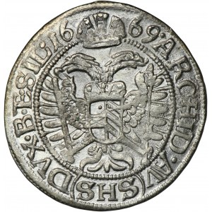 Sliezsko, habsburská vláda, Leopold I., 3 Krajcary Wrocław 1669 SHS