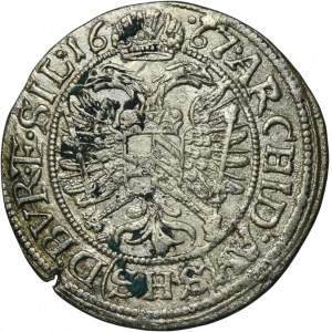 Silesia, Habsburg rule, Leopold I, 3 Kreuzer Breslau 1667 SHS