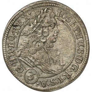 Silesia, Habsburg rule, Joseph I, 3 Kreuzer Breslau 1707 FN