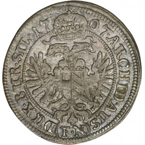 Slezsko, habsburská vláda, Josef I., 3 Krajcary Wrocław 1707 FN