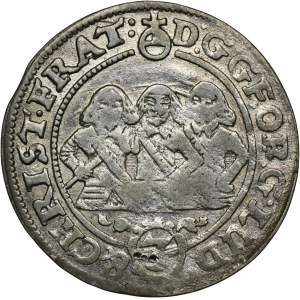 Slezsko, knížectví Legnicko-Brzesko-Wołowskie, Jerzy III Brzeski, Ludwik IV Legnicki a Chrystian Wołowski, 3 Krajcary Brzeg 1657 EW - chybí W v iniciálách