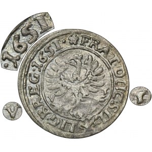 Silesia, Duchy of Liegnitz-Brieg-Wohlau, Georg III, Ludwig IV, Christian, 3 Kreuzer Brieg 1651 VT - VERY RARE
