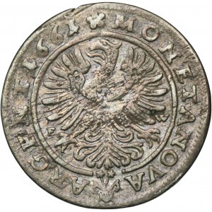 Slezsko, knížectví legnicko-brzesko-wołowskie, Ludwik IV Legnicki , 3 Krajcary Brzeg 1661 EW