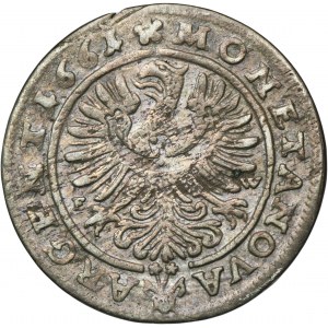 Sliezsko, vojvodstvo Legnicko-Brzesko-Wołowskie, Ludwik IV Legnicki , 3 Krajcary Brzeg 1661 EW