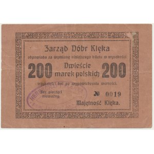 Klęka, správa majetku, 200 poľských mariek 1922