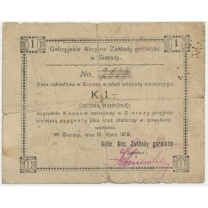 Siersza, 1 koruna 15.VII.1919 - RZADKI