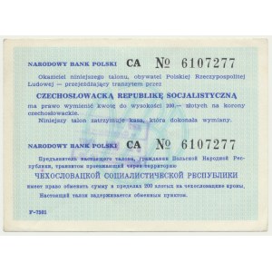 NBP voucher for 200 zlotys to exchange for crowns in Czechoslovakia