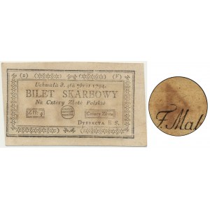 4 Zlato 1794 (2)(F) - ochranná známka s dvojbodkou a krátkou 4 -.