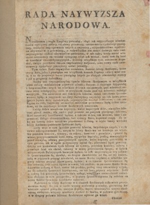 Uchwała Biletów Skarbowych przez Radę Najwyższą Narodową 1794 - HISTORYCZNY DOKUMENT