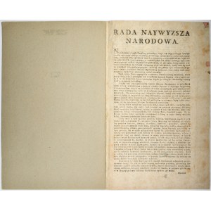 Uchwała Biletów Skarbowych przez Radę Najwyższą Narodową 1794 - HISTORYCZNY DOKUMENT