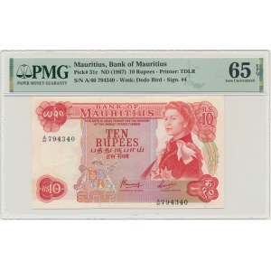 Maurícius, 10 rupií (1967-1982) - PMG 65 EPQ