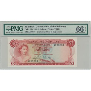 Bahamas, 3 Dollars 1965 - PMG 66 EPQ