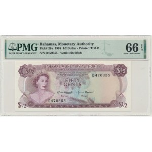 Bahamy, 50 centov 1968 - PMG 66 EPQ