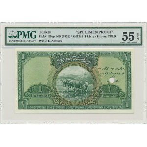 Turkey, 1 Livre (1926) - SPECIMEN - PMG 55 EPQ