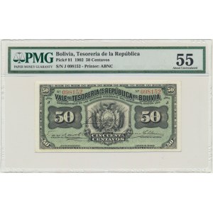 Bolivia, 50 Centavos 1902 - PMG 55