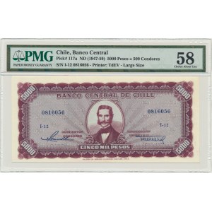 Chile, 5.000 Pesos=500 Condores (1947-59) - PMG 58